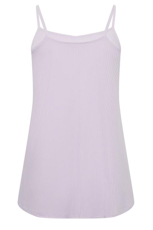 YOURS Curve Plus Size Lilac Purple Ribbed Swing Cami Vest Top | Yours Clothing  7