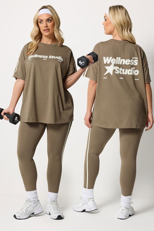  YOURS ACTIVE camiseta marrón «Wellness Studio»