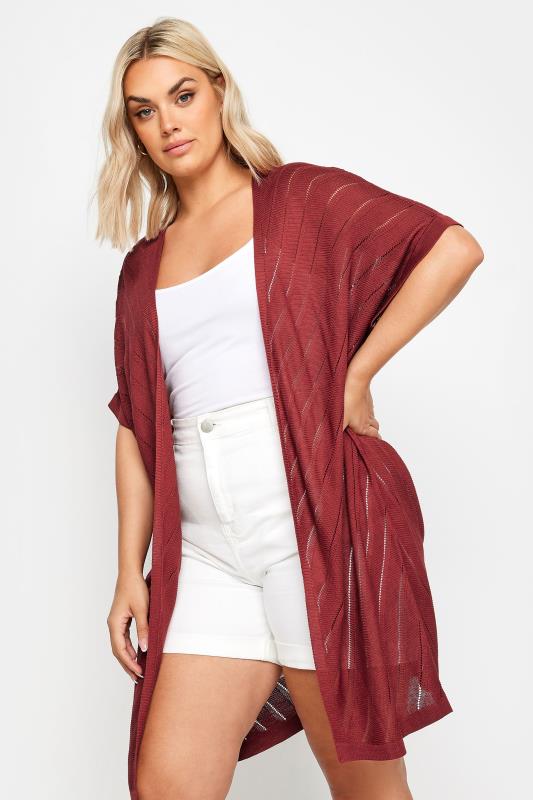  Grande Taille YOURS Curve Red Chevron Detail Cardigan