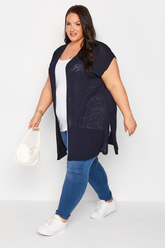 Plus Size Curve Navy Blue Cardigan | Yours Clothing 2