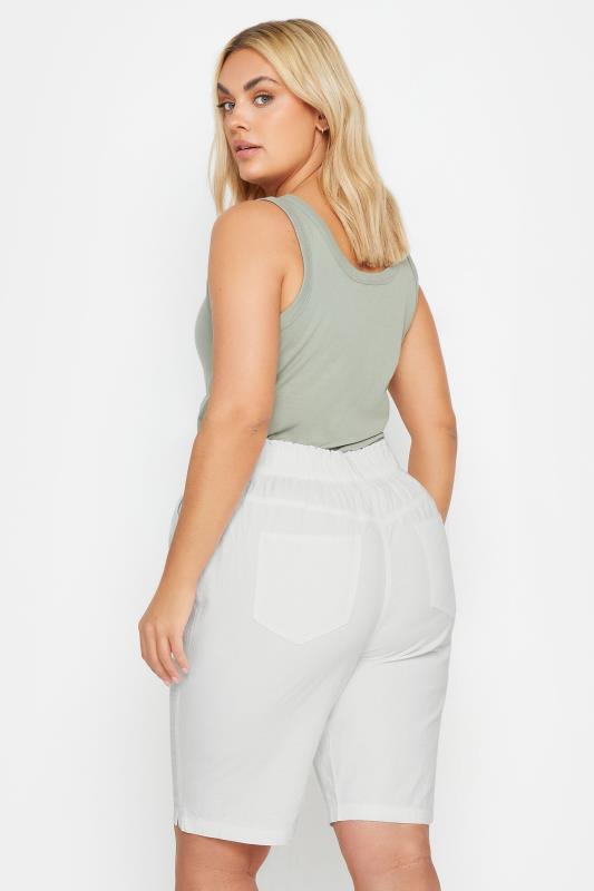 YOURS Plus Size Ivory White Cool Cotton Shorts | Yours Clothing 3