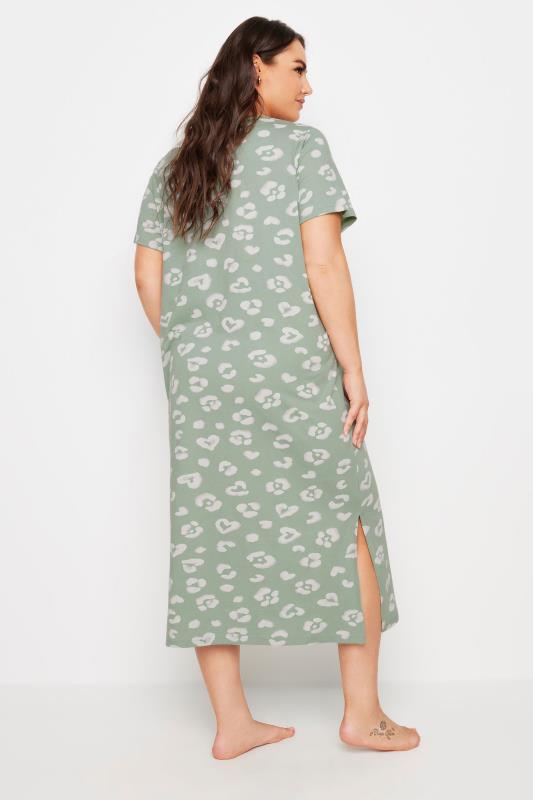 YOURS Plus Size Sage Green Leopard Print Nightdress | Yours Clothing  3