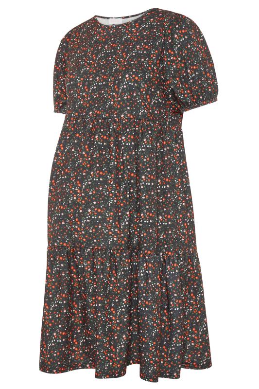 BUMP IT UP MATERNITY Curve Black Floral Tiered Smock Dress 5