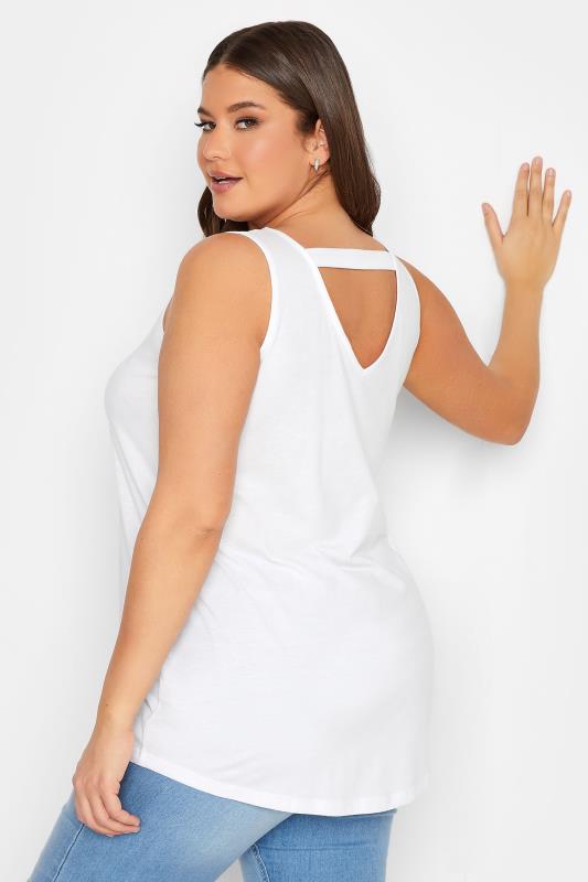 YOURS Plus Size Curve White Bar Back Vest Top | Yours Clothing  3