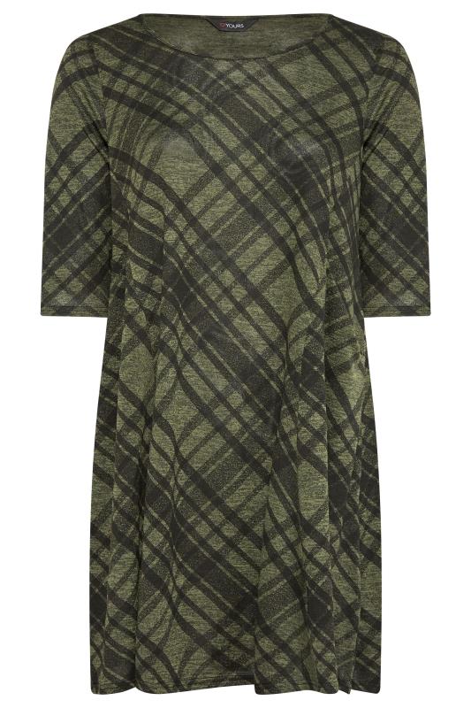 Curve Khaki Green Check Print Pocket Midi Dress 6