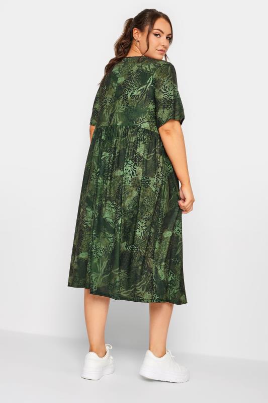 LIMITED COLLECTION Curve Plus Size Green Animal Print Smock Midaxi Dress | Yours Clothing  4