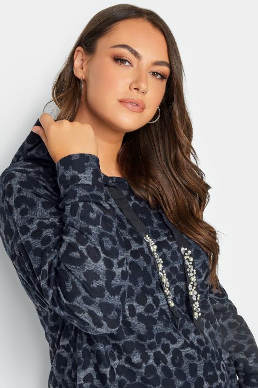 YOURS LUXURY Plus Size Curve Blue Leopard Print Jumper Dress | Yours Clothing 4