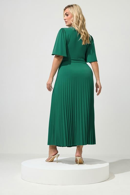 YOURS LONDON Plus Size Aqua Blue Knot Pleated Maxi Dress | Yours Clothing 2