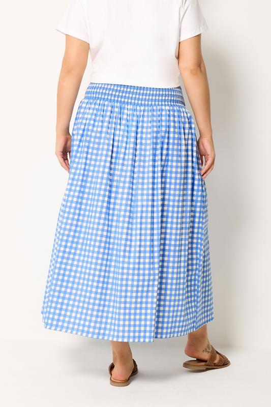 YOURS Plus Size Blue Gingham Maxi Skirt | Yours Clothing 2