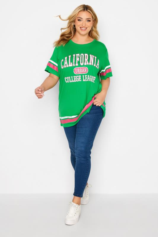 Plus Size Green 'California' Logo Printed T-Shirt | Yours Clothing 2