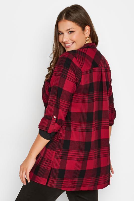 Plus Size Red Check Boyfriend Shirt | Yours Clothing 3