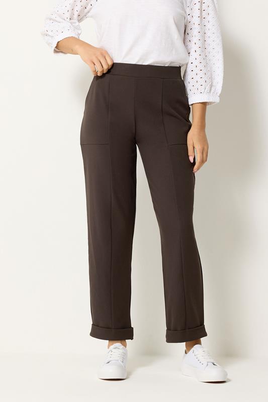 M&Co Petite Chocolate Brown Carpenter Tapered Trousers | M&Co 2