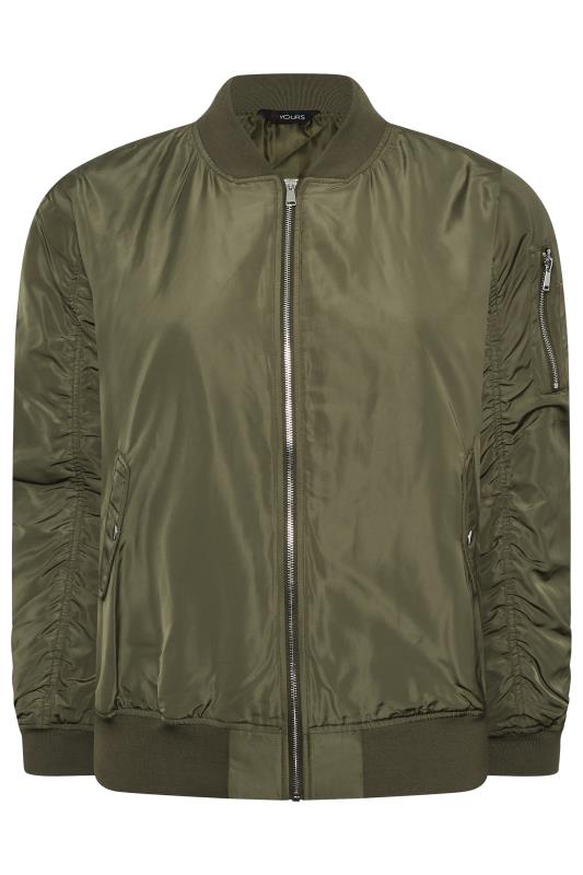 YOURS Plus Size Curve Khaki Green Bomber Jacket | Yours Clothing  6