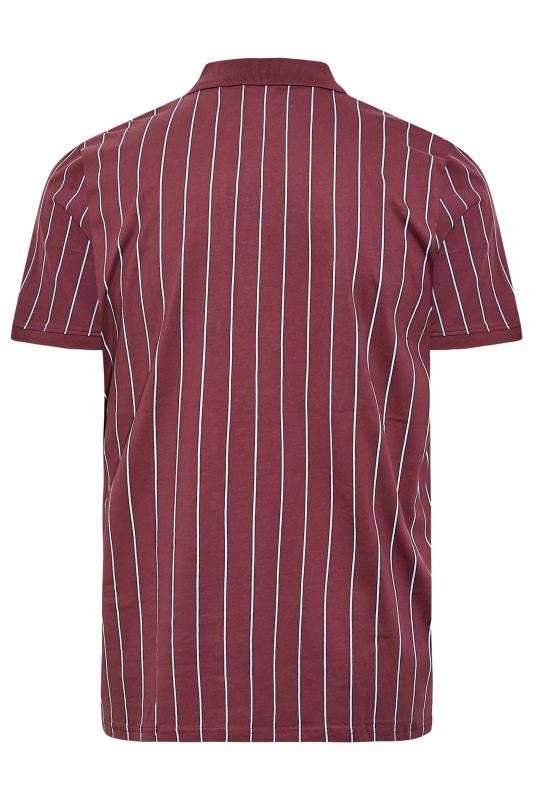 LAMBRETTA Big & Tall Burgundy Red Pinstripe Polo Shirt | BadRhino 4