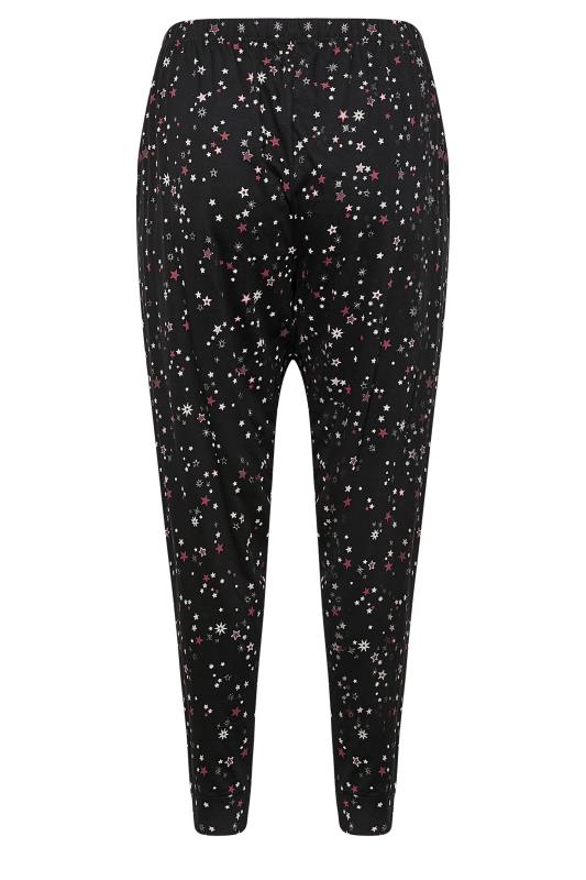 Plus Size Black Sparkle Star Cuffed Pyjama Bottoms | Yours Clothing 7