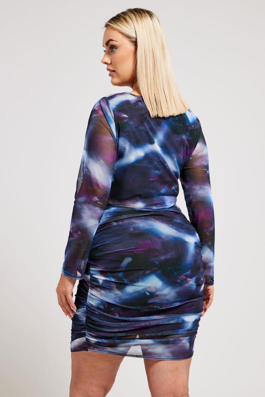 YOURS LONDON Plus Size Purple Mesh Abstract Print Skirt | Yours Clothing 3