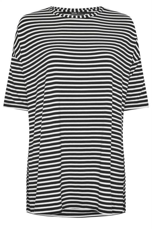 YOURS Plus Size Black Striped Oversized Top | Yours Clothing 5