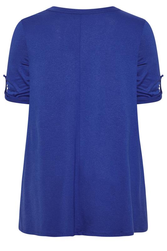 Plus Size Cobalt Blue Zip Front Top | Yours Clothing 7