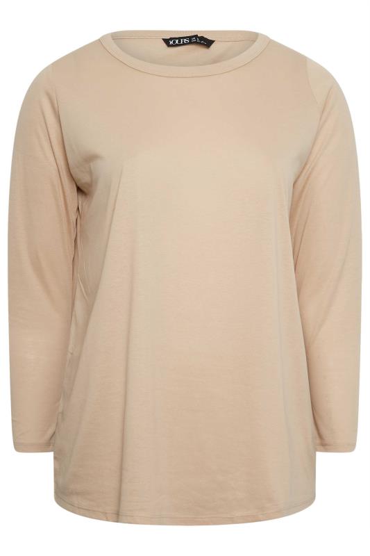 YOURS Curve Plus Size 3 PACK Beige Brown & Pink Long Sleeve Tops | Yours Clothing  10