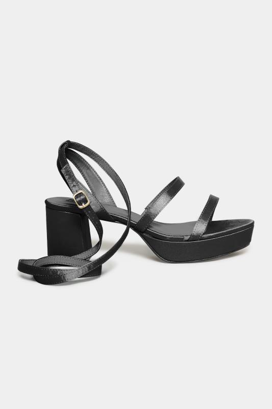 LIMITED COLLECTION Black Satin Strappy Platform Heels In Wide E Fit & Extra Wide EEE Fit 3