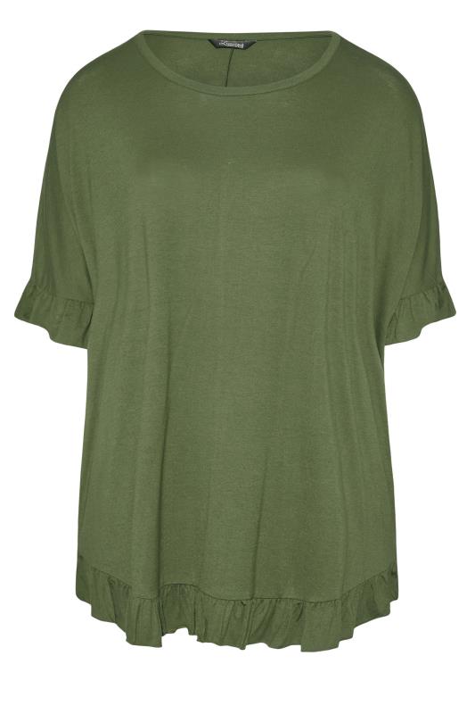 LIMITED COLLECTION Khaki Frill Jersey T-Shirt_F.jpg