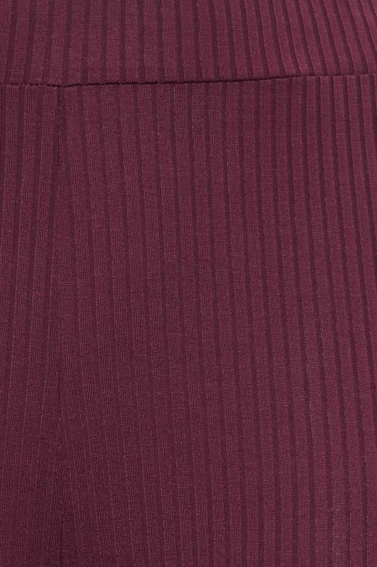YOURS Plus Size Burgundy Red Ribbed Leggings | Yours Clothing 3