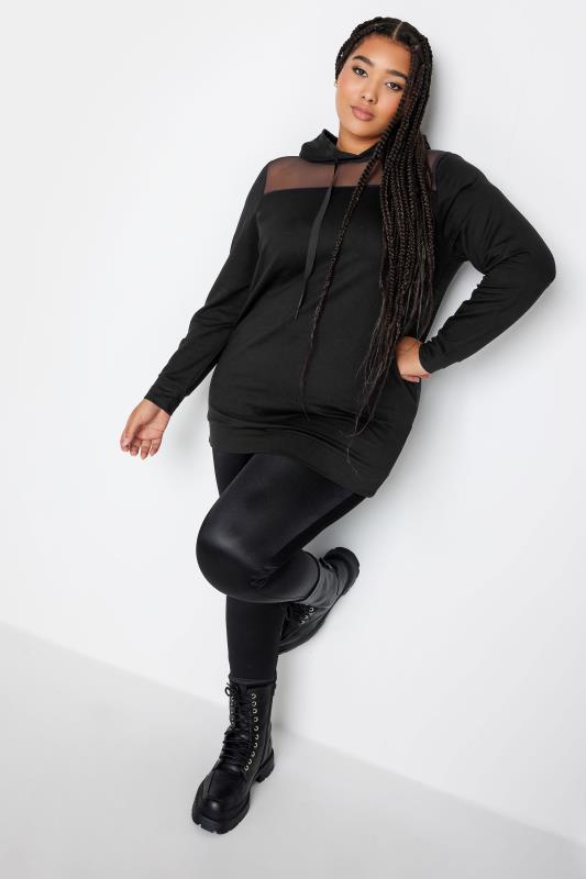 YOURS Curve Black Mesh Front Sweatshirt | Yours Clothing 2