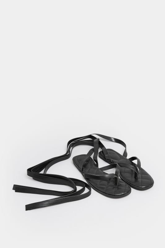 PixieGirl Black Ankle Strap Flat Sandals In Standard Fit | PixieGirl  2