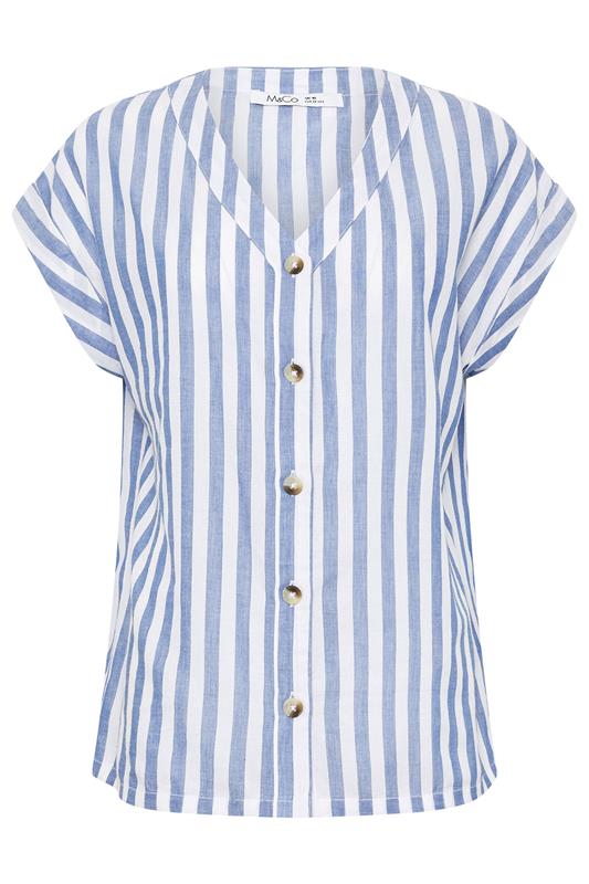 M&Co Blue Stripe Cotton Button Blouse | M&Co 5