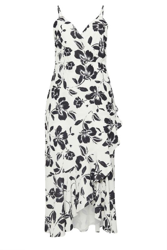YOURS LONDON Plus Size White Floral Print Ruffle Wrap Dress | Yours Clothing 5