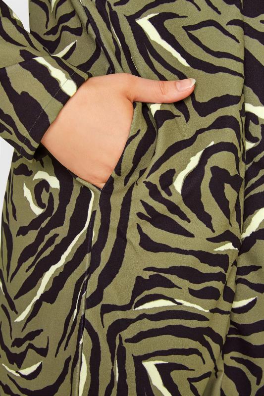 Plus Size Khaki Green Animal Print Longline Blazer | Yours Clothing 4