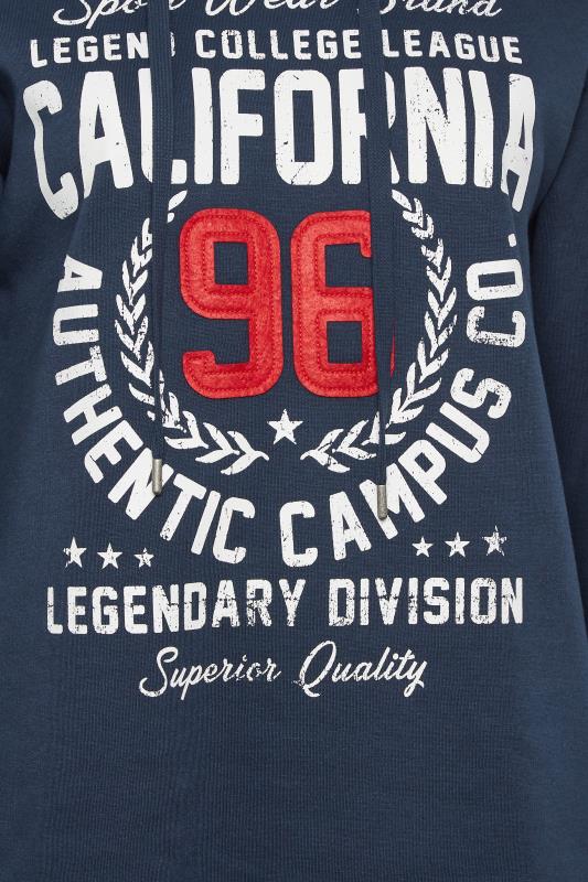 YOURS Plus Size Navy Blue 'California' Slogan Hoodie | Yours Clothing 5