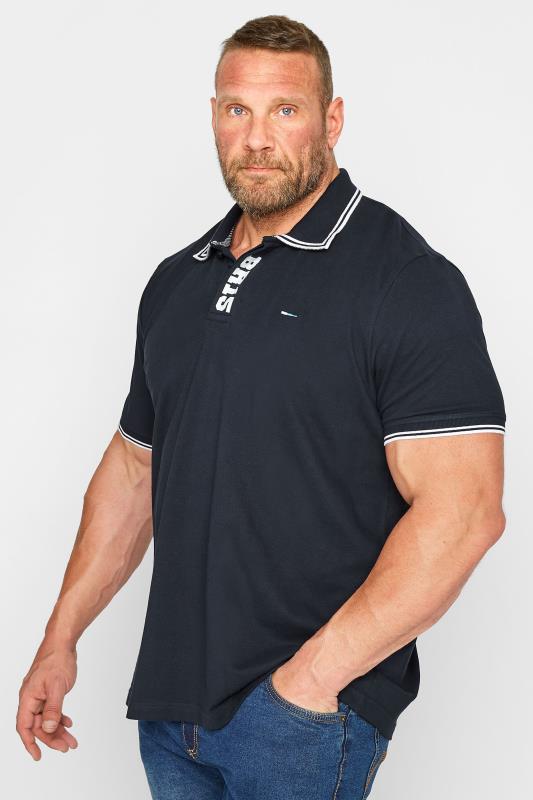 Men's  BadRhino Big & Tall Navy Blue BR15 Placket Polo Shirt
