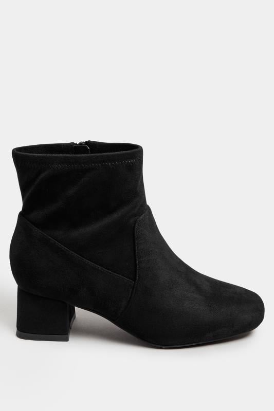 Black Faux Suede Block Heel Boots In Extra Wide EEE Fit | Yours Clothing  2