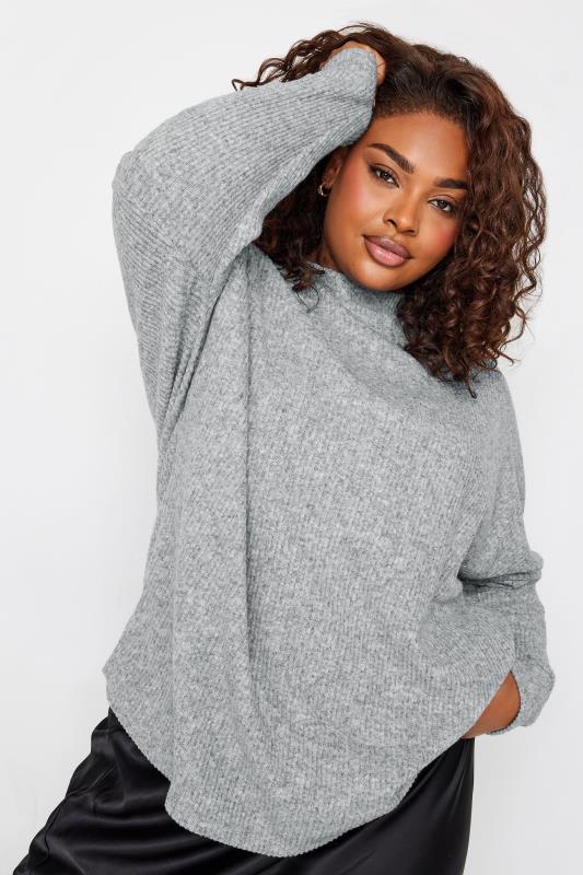 YOURS LUXURY Plus Size Grey Ribbed Jumper | Yours Clothing 4