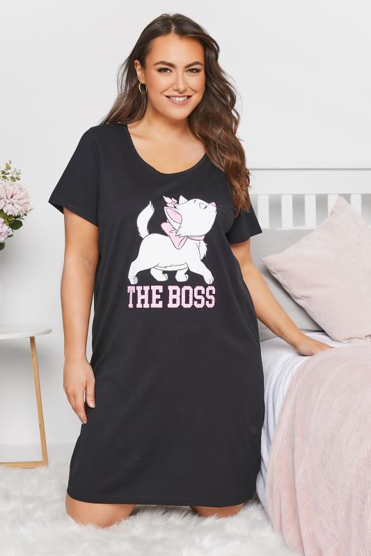 DISNEY Plus Size Black Aristocats 'The Boss' Slogan Nightdress | Yours Clothing 2