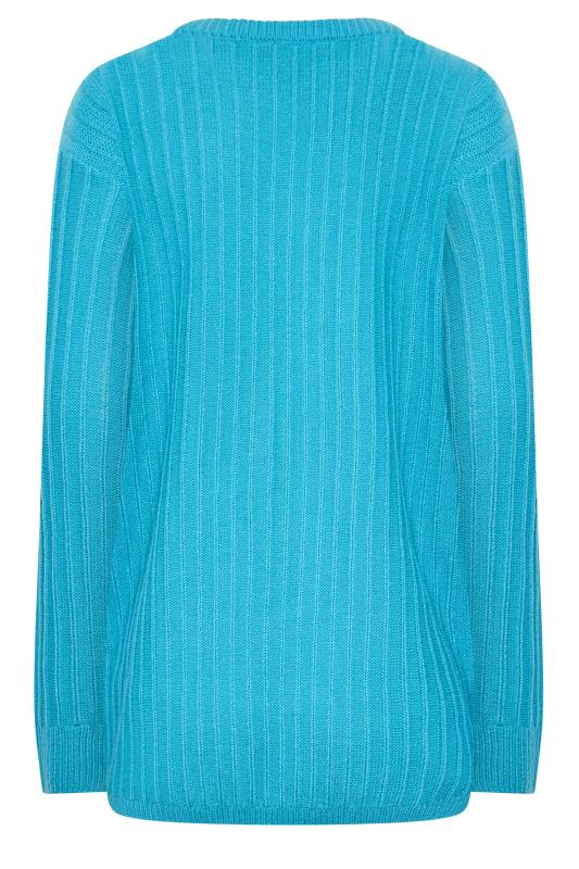 LTS Tall Women's Turquoise Blue Ribbed Long Sleeve Knit Jumper | Long Tall Sally 7
