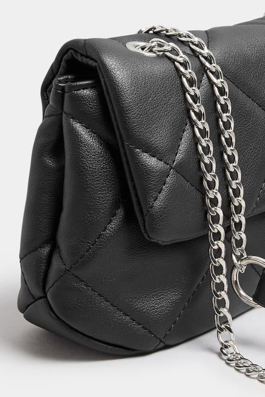 Black Quilted Detail Cross Body Bag | Yours Clothing 4