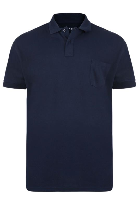 KAM Big & Tall Navy Blue Pocket Polo Shirt | BadRhino 2