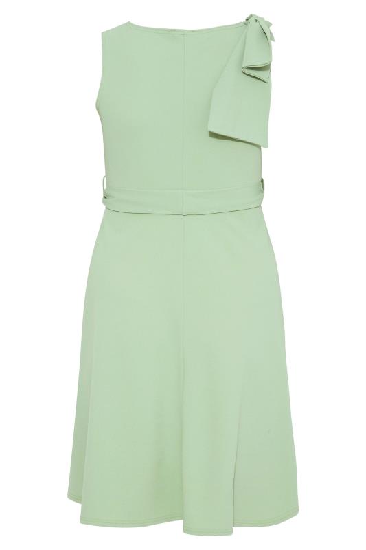 YOURS LONDON Curve Sage Green Bow Skater Dress 7