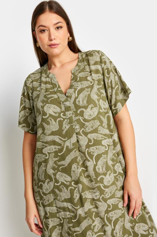 Yours Plus Size Green Leopard Print Tunic Dress | Yours Clothing 4