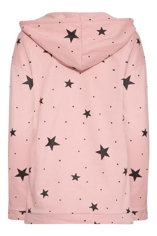 Tall Women's LTS Pink Star Print Zip Hoodie | Long Tall Sally 7