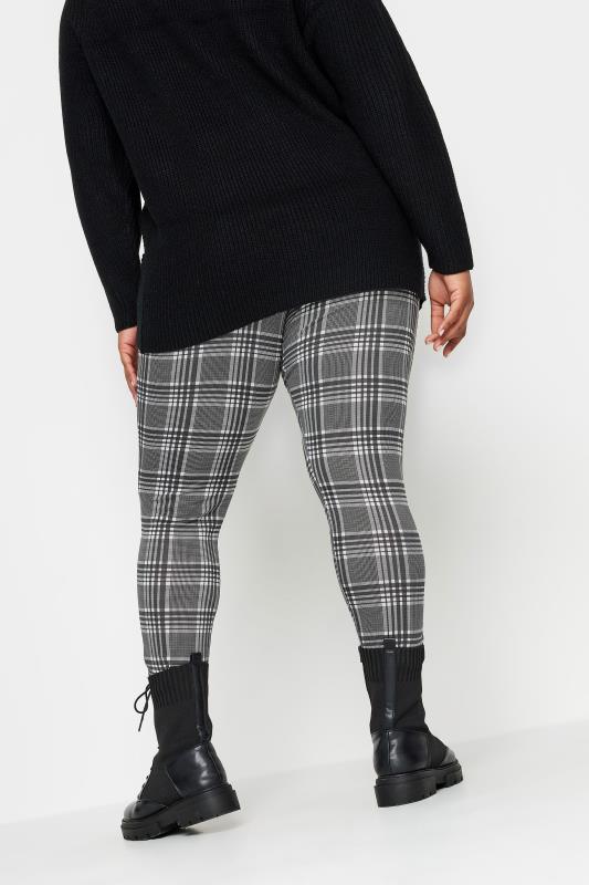 YOURS Plus Size Black Check Print Leggings | Yours Clothing 3