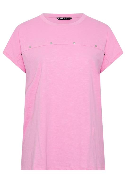 YOURS Plus Size Pink Stud Grown-On Sleeve T-Shirt | Yours Clothing 5