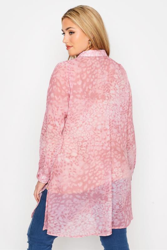 YOURS LONDON Plus Size Pink Leopard Print Chiffon Shirt | Yours Clothing  3