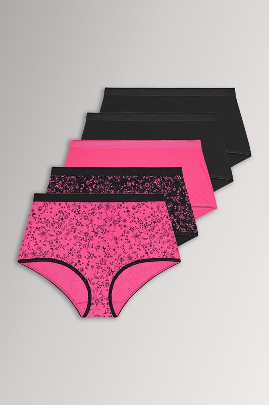  YOURSET 5 PACK Curve Pink Celestial Print Full Briefs