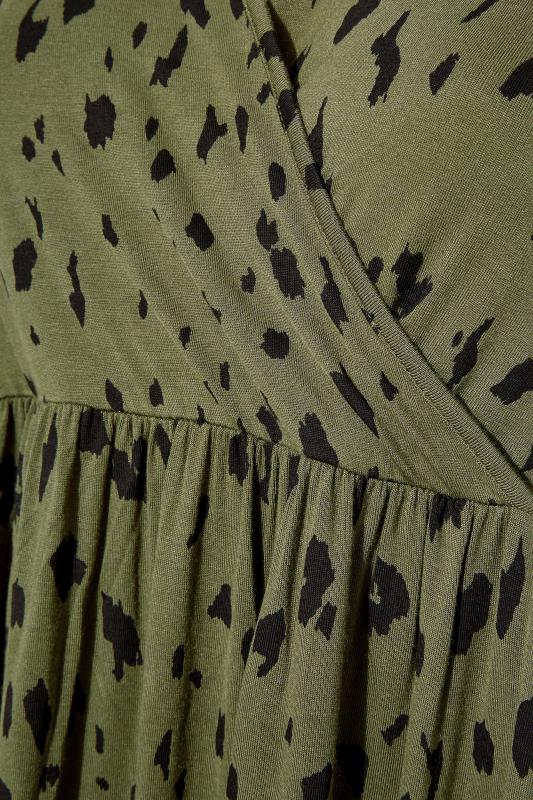 Curve Khaki Green Dalmatian Print Midaxi Wrap Dress_S.jpg