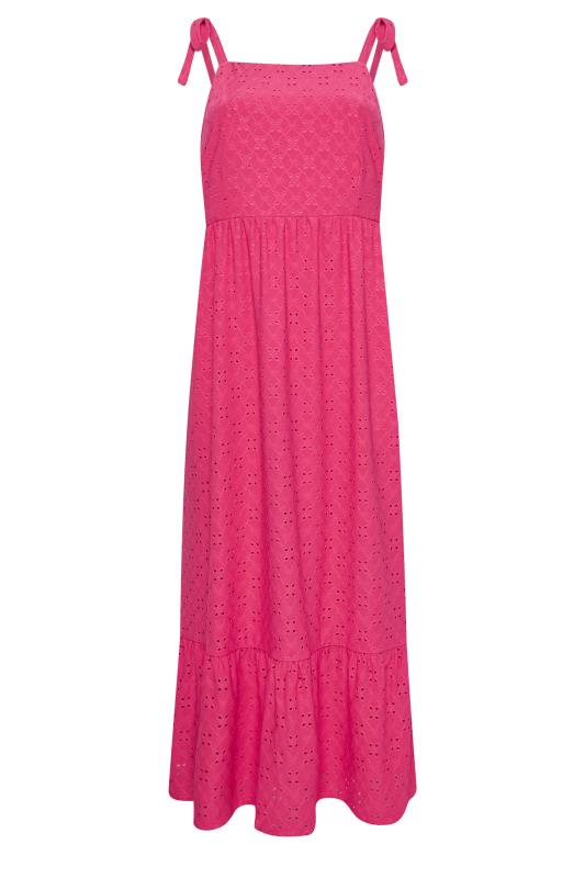 YOURS Curve Plus Size Hot Pink Broderie Anglaise Maxi Dress | Yours Clothing  6