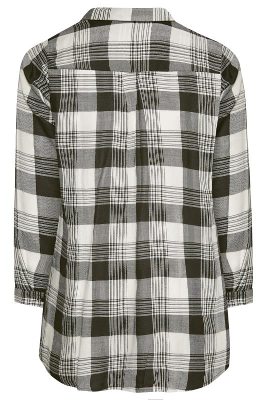 Plus Size Black & White Check Print Boyfriend Shirt | Yours Clothing 7