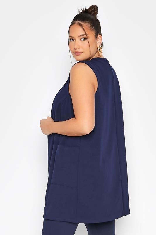 LIMITED COLLECTION Curve Navy Blue Sleeveless Blazer 3
